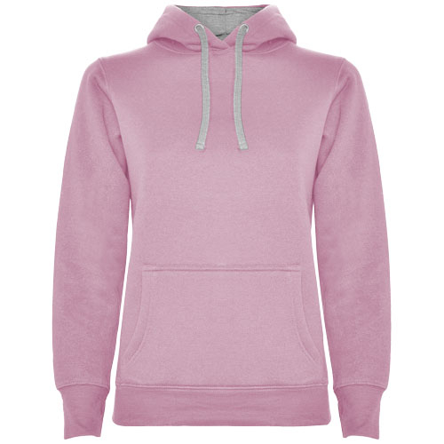 Sweat à capuche publicitaire Femme 280gr Urban ROLY Rose clair et Gris chiné